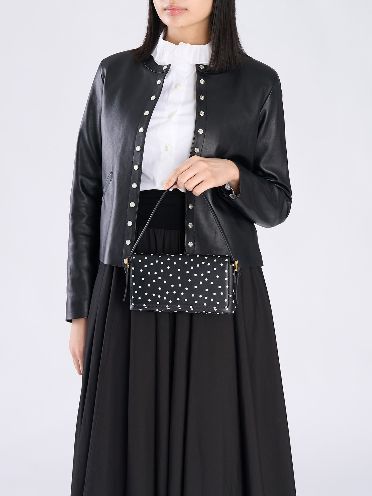 VOYAGE ウィメンズ バッグ＆ウォレット 【by R 限定品】agnes b. レザー 2way ショルダーバッグ ABS12-01 ブラック