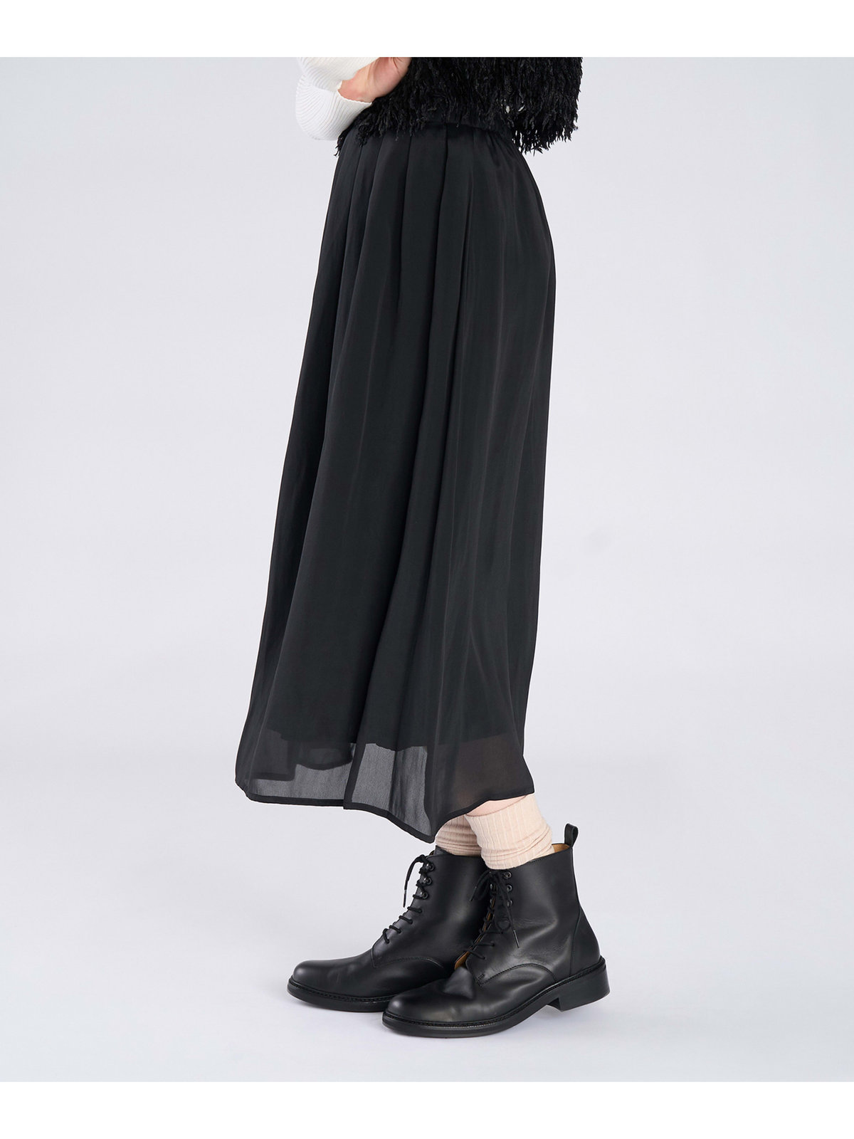 To b. by agnès b. 【Outlet】シャンブレー ロング スカート ブラック