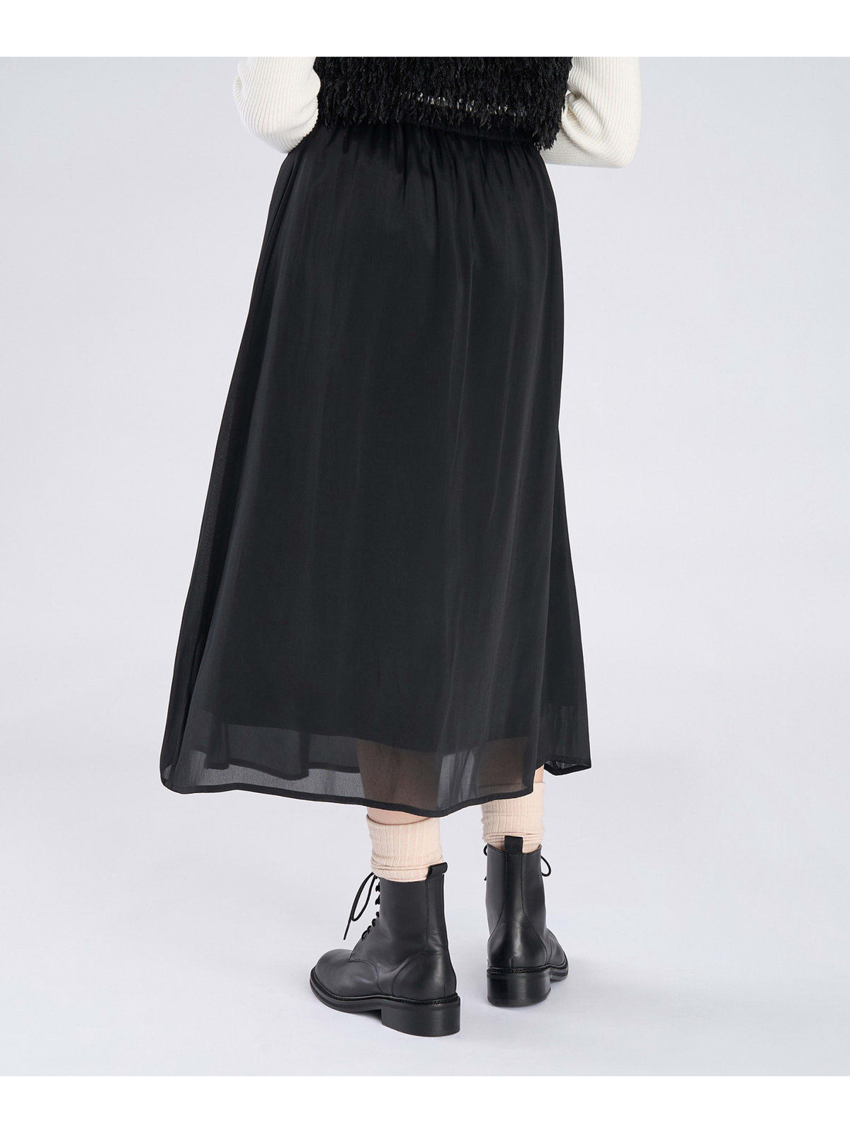 To b. by agnès b. 【Outlet】シャンブレー ロング スカート ブラック