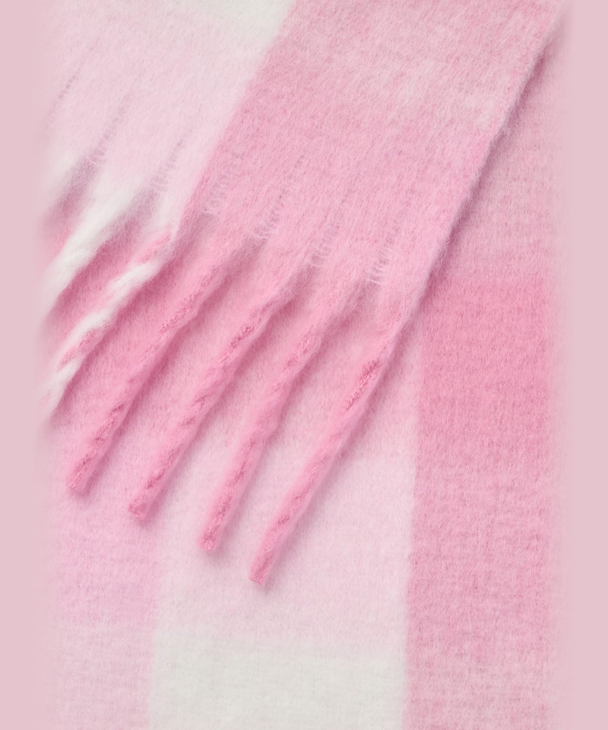 To b. by agnès b. WEBスペシャル ブロックチェック マフラー ピンク