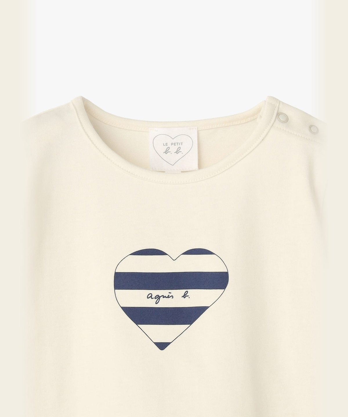 ENFANT ベビー ベビー ロゴ ボーダー プリント コットン 半袖 Tシャツ "Heart" ホワイト