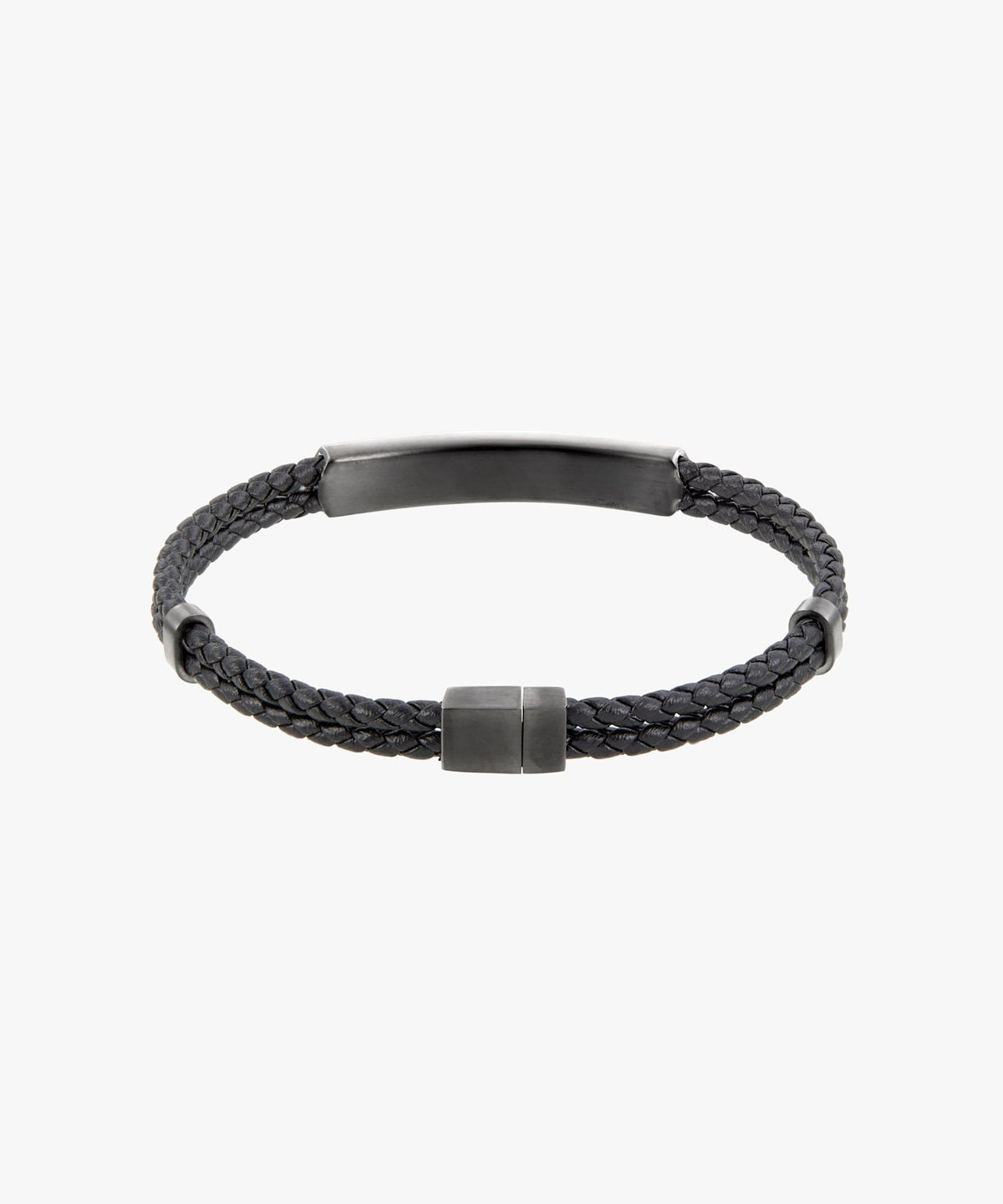 HOMME メンズ メンズ ロゴ レザー ブレスレット ブラック