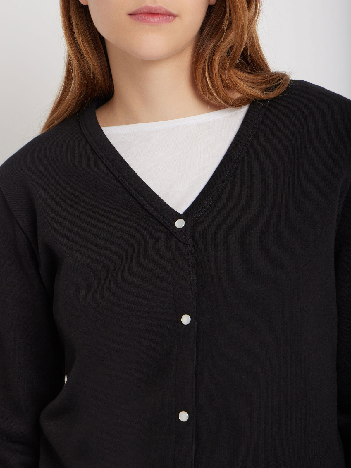 FEMME ウィメンズ 【Outlet】オーガニックコットン Vネック 長袖 カーディガン "Aria" ブラック