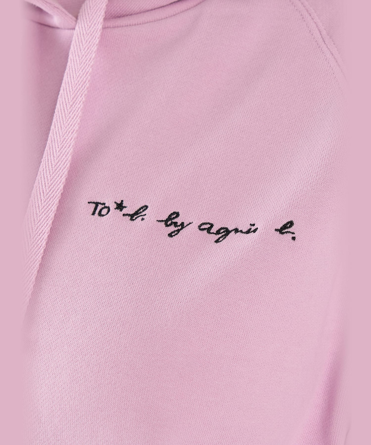 To b. by agnès b. ロゴ刺繍 コットン ニューマカロンカラー スウェットフーディー ピンク