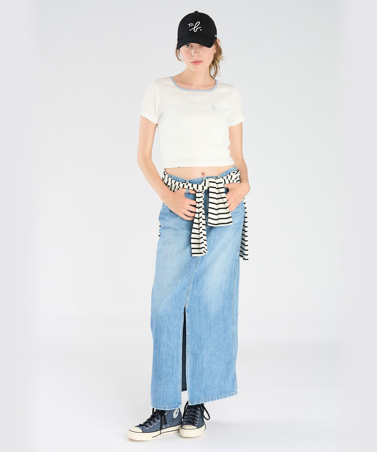 To b. by agnès b. ハート ロゴ コンパクト Tシャツ ホワイト