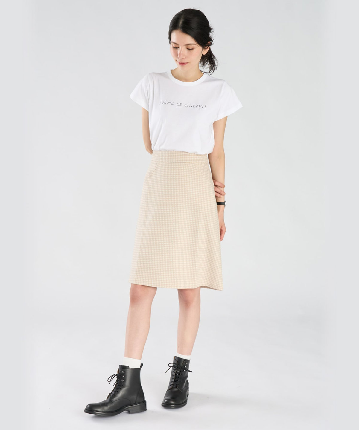 FEMME ウィメンズ 千鳥格子 ジャカード スカート "Lyrique" ベージュ系その他