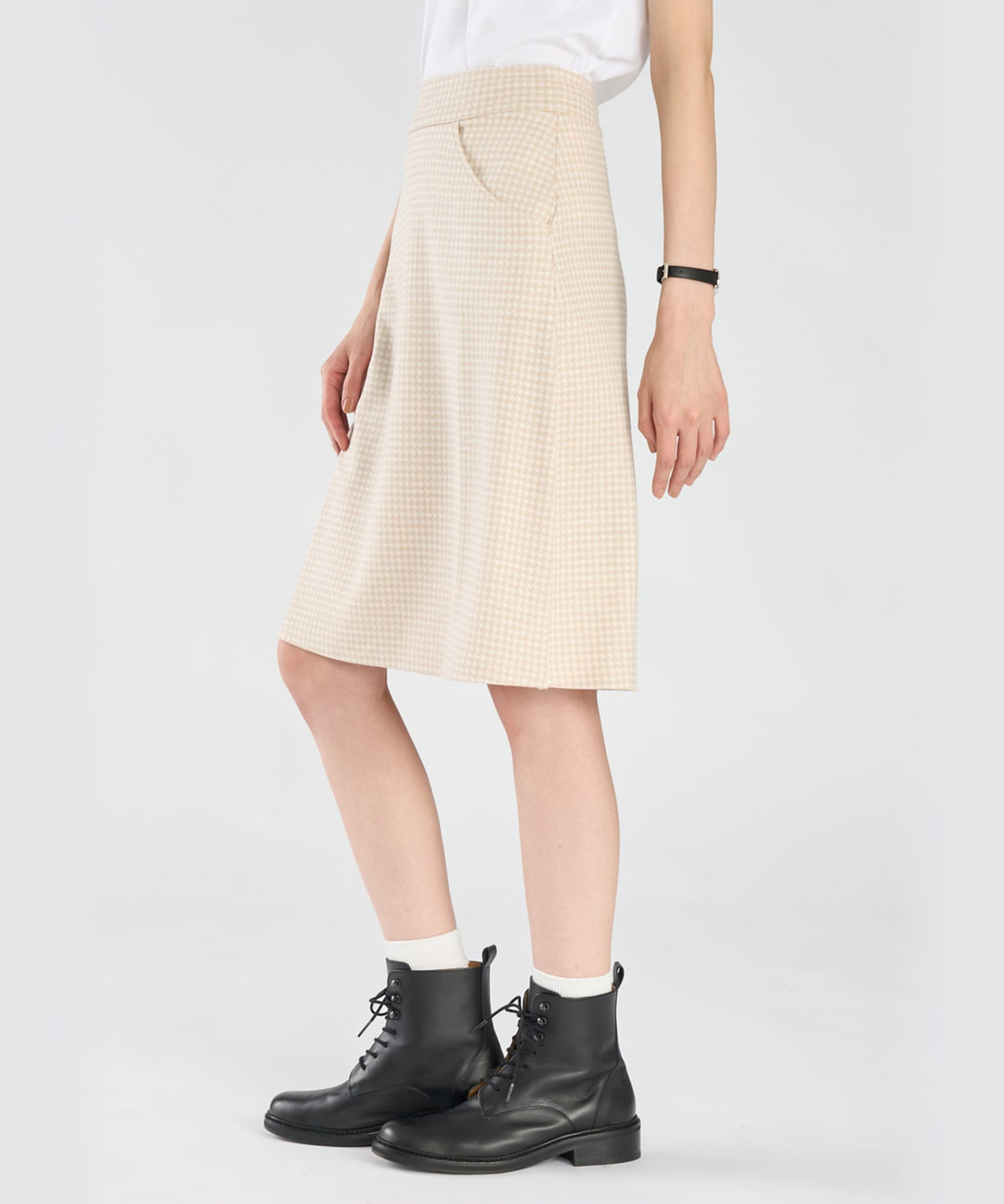 FEMME ウィメンズ 千鳥格子 ジャカード スカート "Lyrique" ベージュ系その他