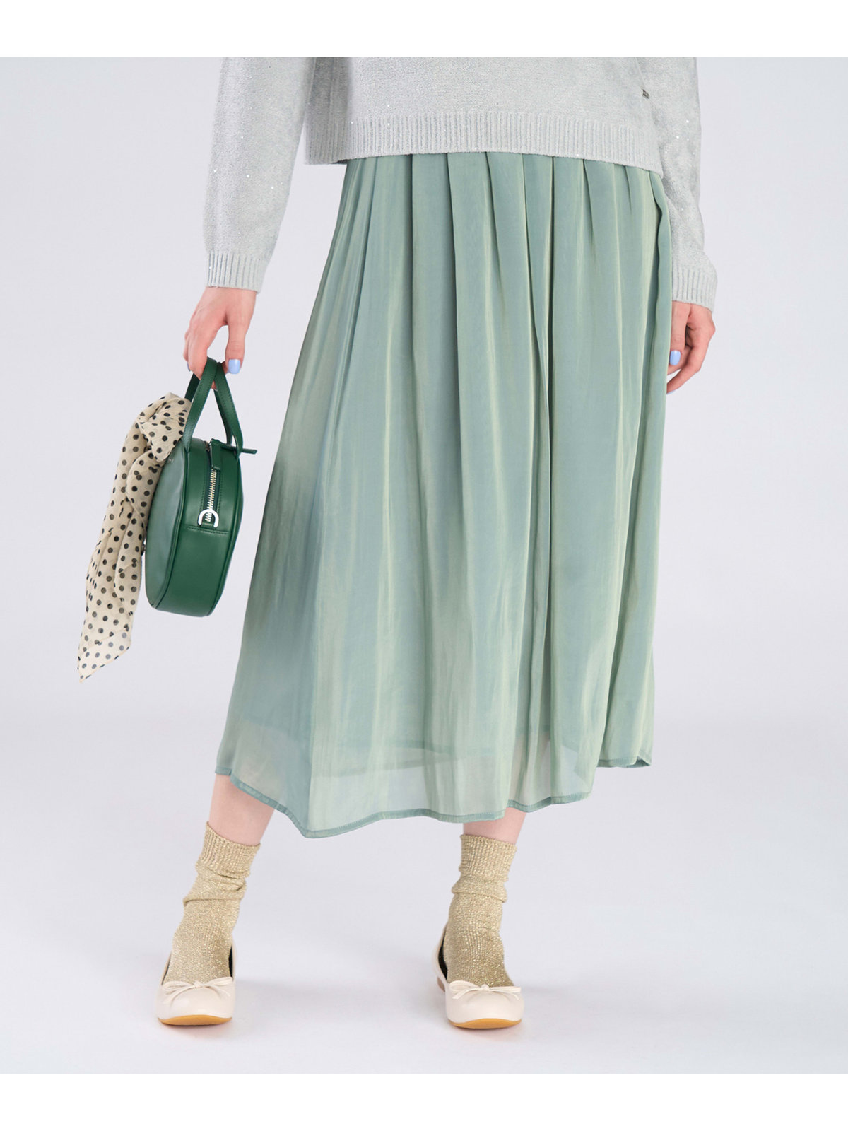 To b. by agnès b. 【Outlet】シャンブレー ロング スカート グリーン