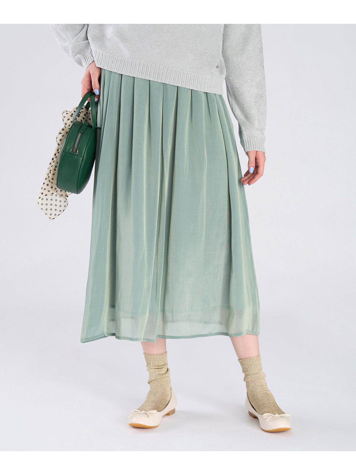 To b. by agnès b. 【Outlet】シャンブレー ロング スカート グリーン