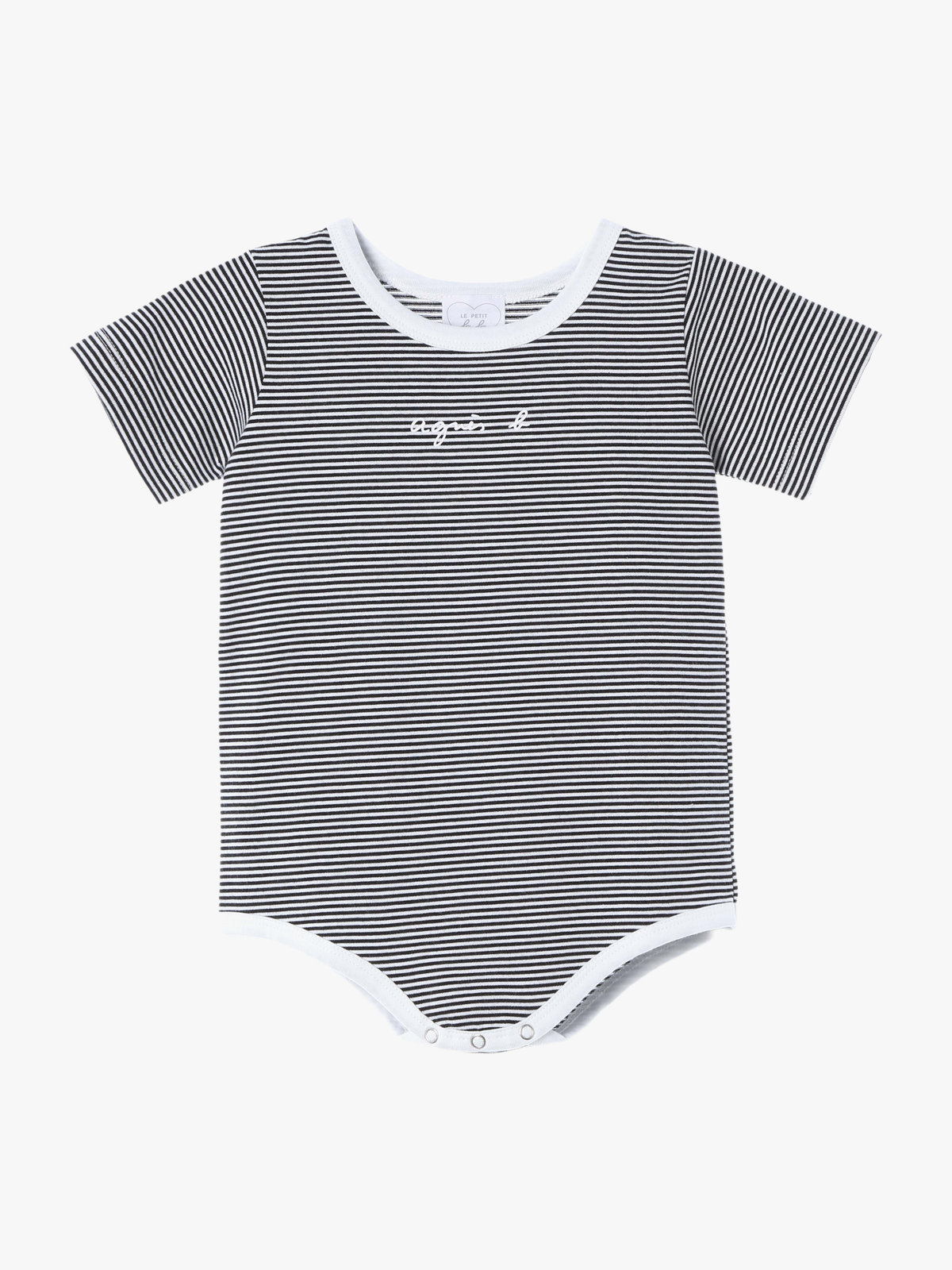 ENFANT ベビー ベビー ロゴ ボーダー コットン 半袖 ボディスーツ 2枚組 ホワイト