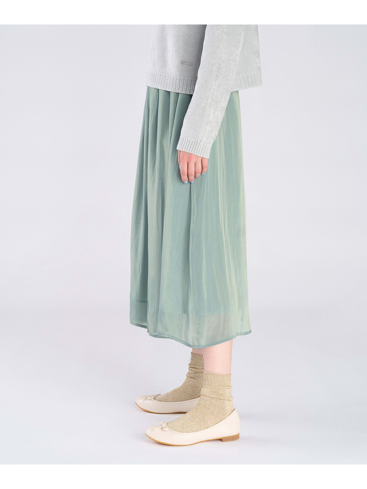 To b. by agnès b. 【Outlet】シャンブレー ロング スカート グリーン