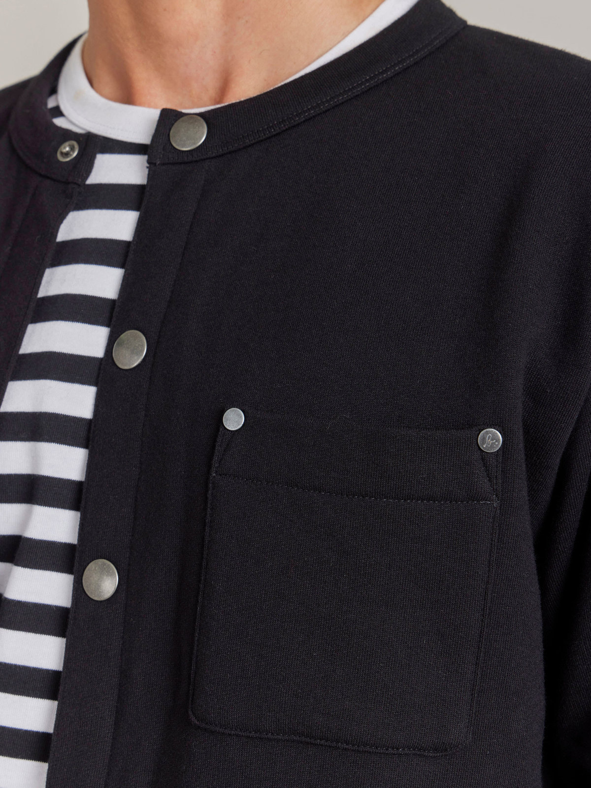 HOMME メンズ メンズ オーガニックコットン メルトン 長袖 カーディガンプレッション ”Khelian” ブラック