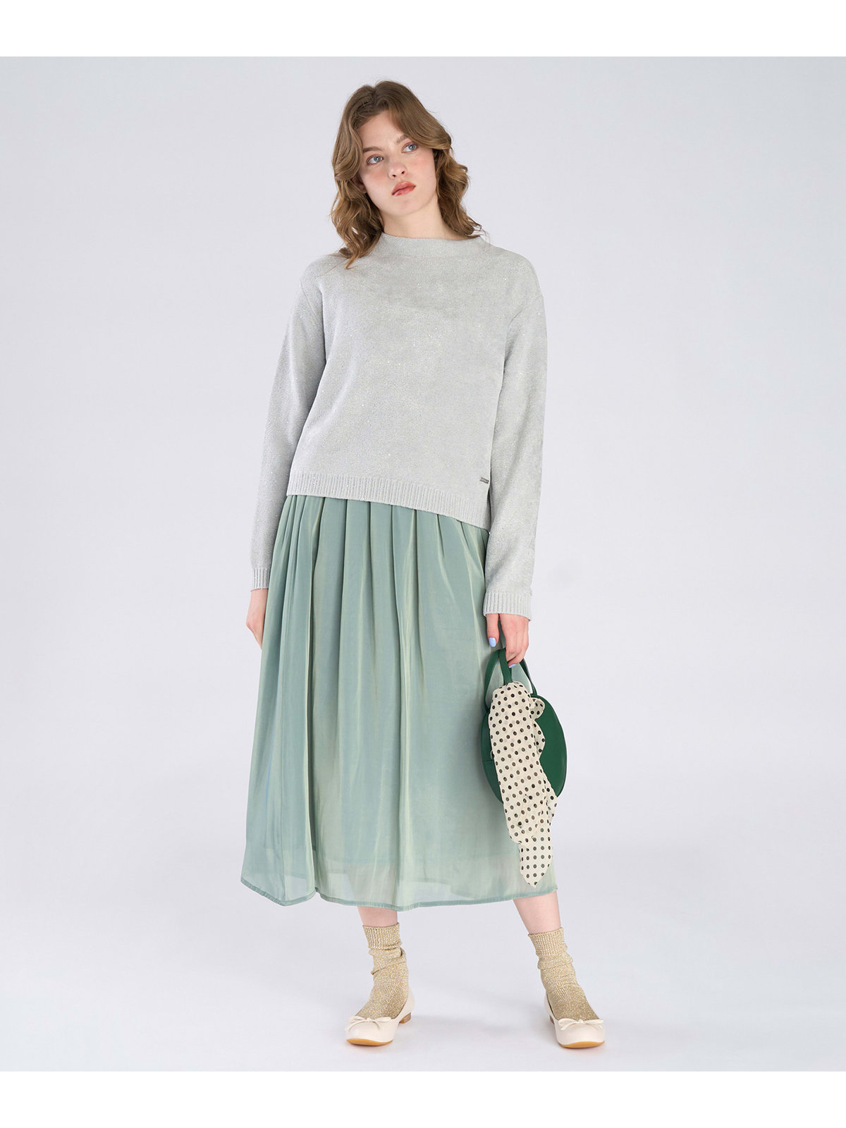 To b. by agnès b. 【Outlet】シャンブレー ロング スカート グリーン