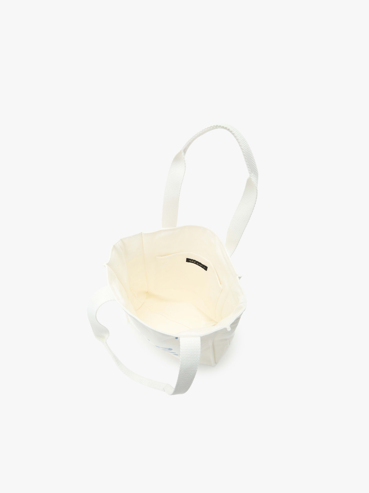 To b. by agnès b. コットン ロゴ ミニ トートバッグ ホワイト