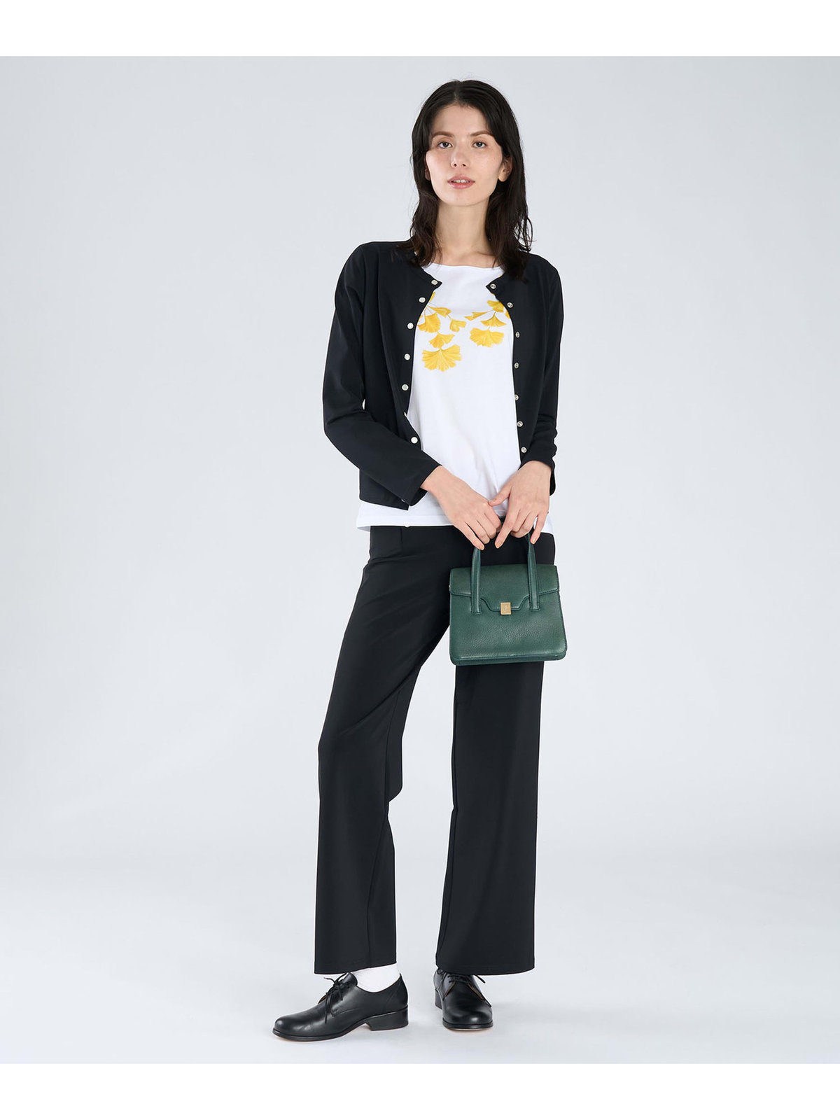 FEMME ウィメンズ クルーネック 長袖 カーディガン ”Gabi” ブラック