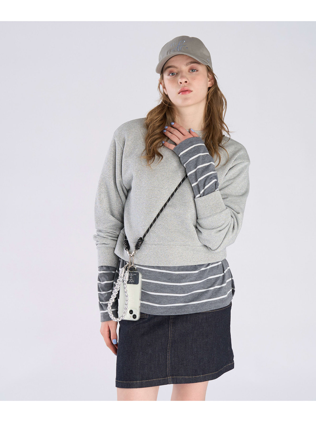 To b. by agnès b. 【Outlet】グリッター ジャージー スウェットプルオーバー グレー