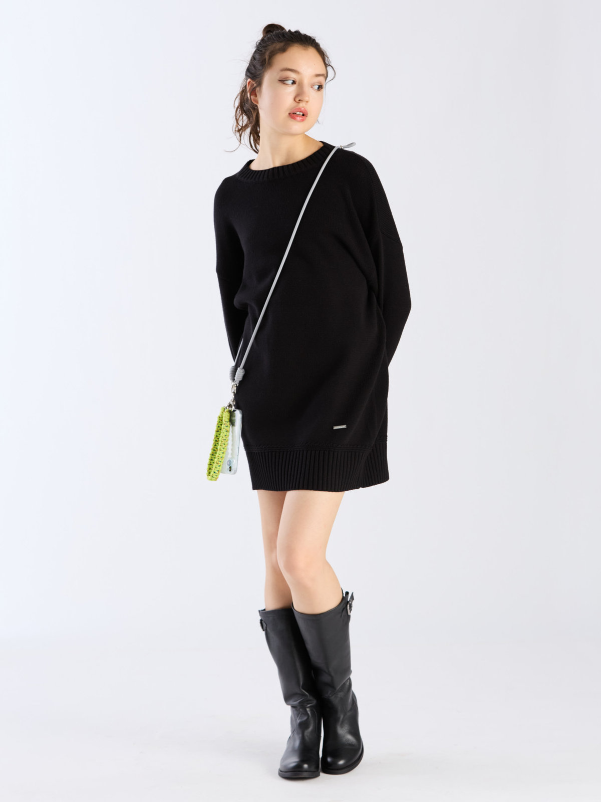 To b. by agnès b. 【Outlet】ソフトニットミニワンピース ブラック