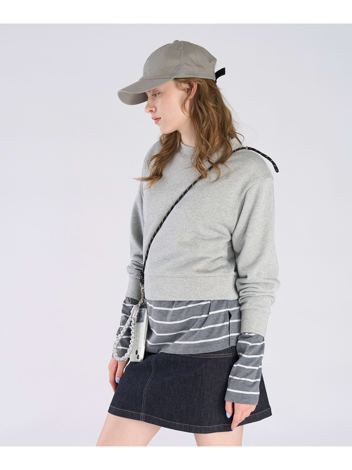 To b. by agnès b. 【Outlet】グリッター ジャージー スウェットプルオーバー グレー