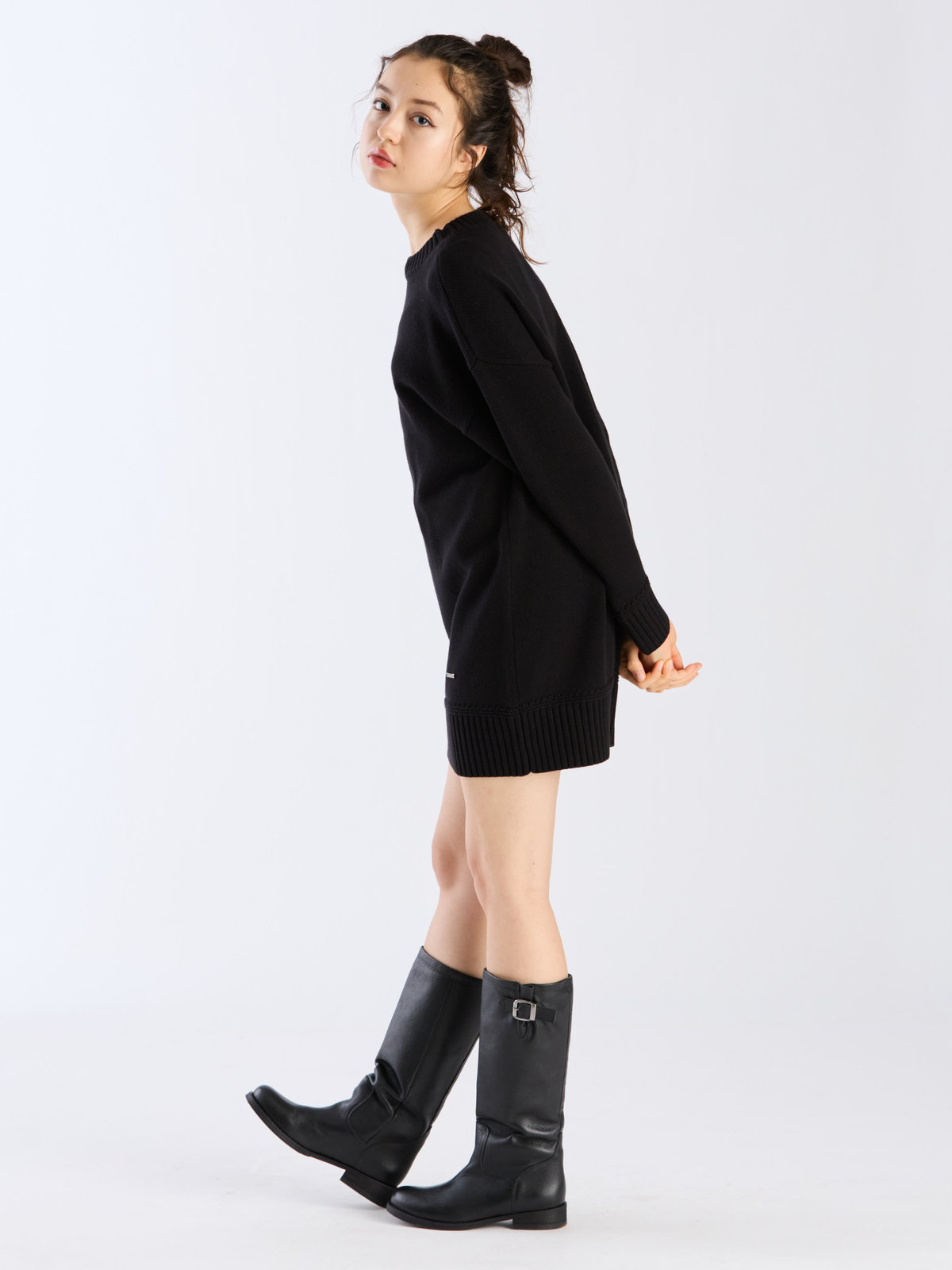 To b. by agnès b. 【Outlet】ソフトニットミニワンピース ブラック