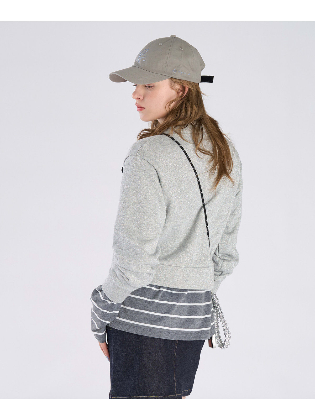 To b. by agnès b. 【Outlet】グリッター ジャージー スウェットプルオーバー グレー