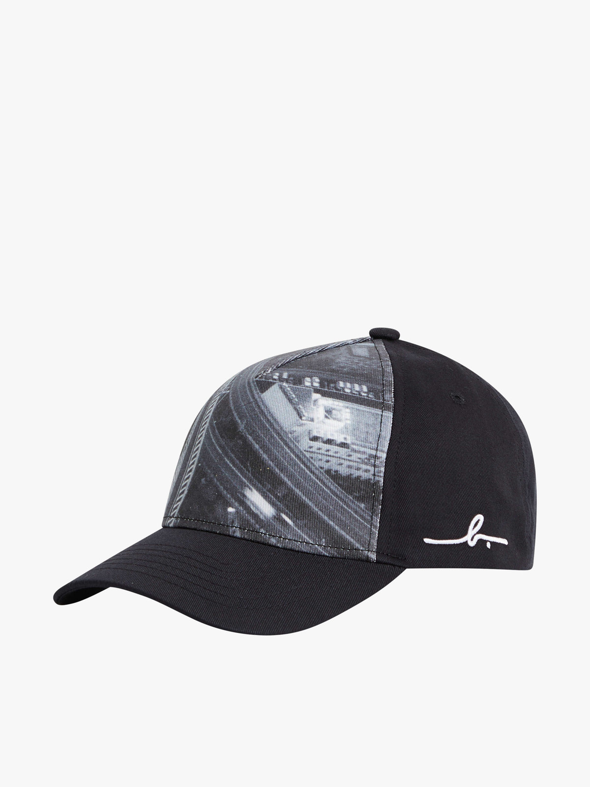 HOMME メンズ メンズ フォトプリント "Willie"ロゴ コットン キャップ ブラック
