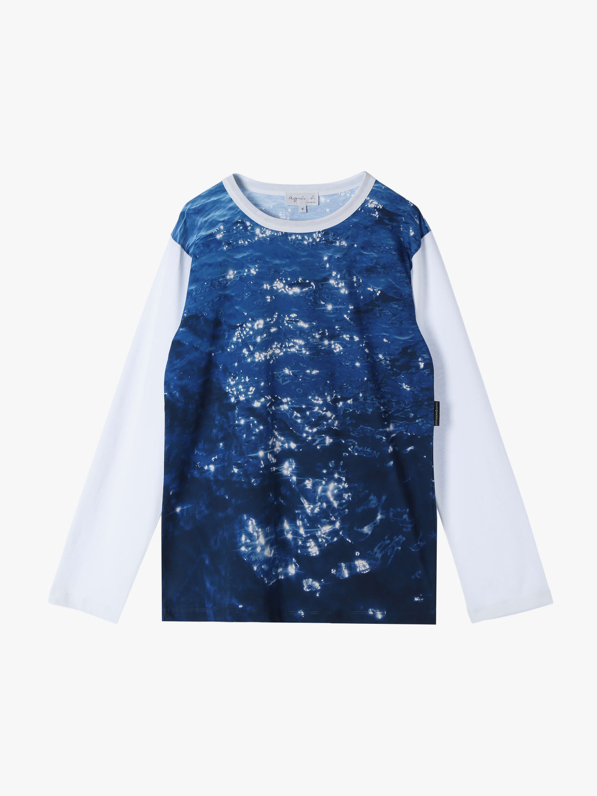 FEMME ウィメンズ フォトプリント コットン 長袖 Tシャツ ”Antibes” ブラック