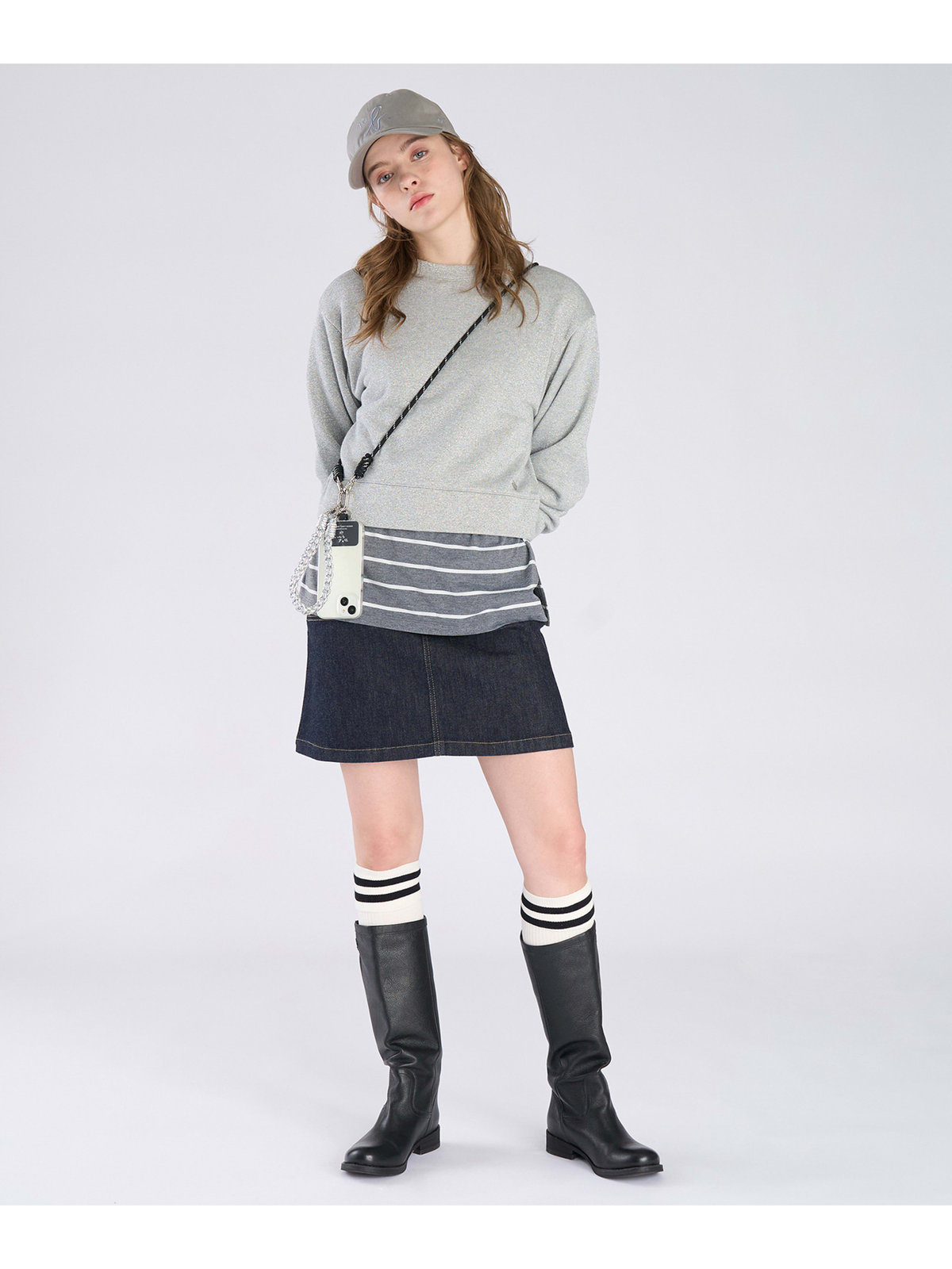 To b. by agnès b. 【Outlet】グリッター ジャージー スウェットプルオーバー グレー