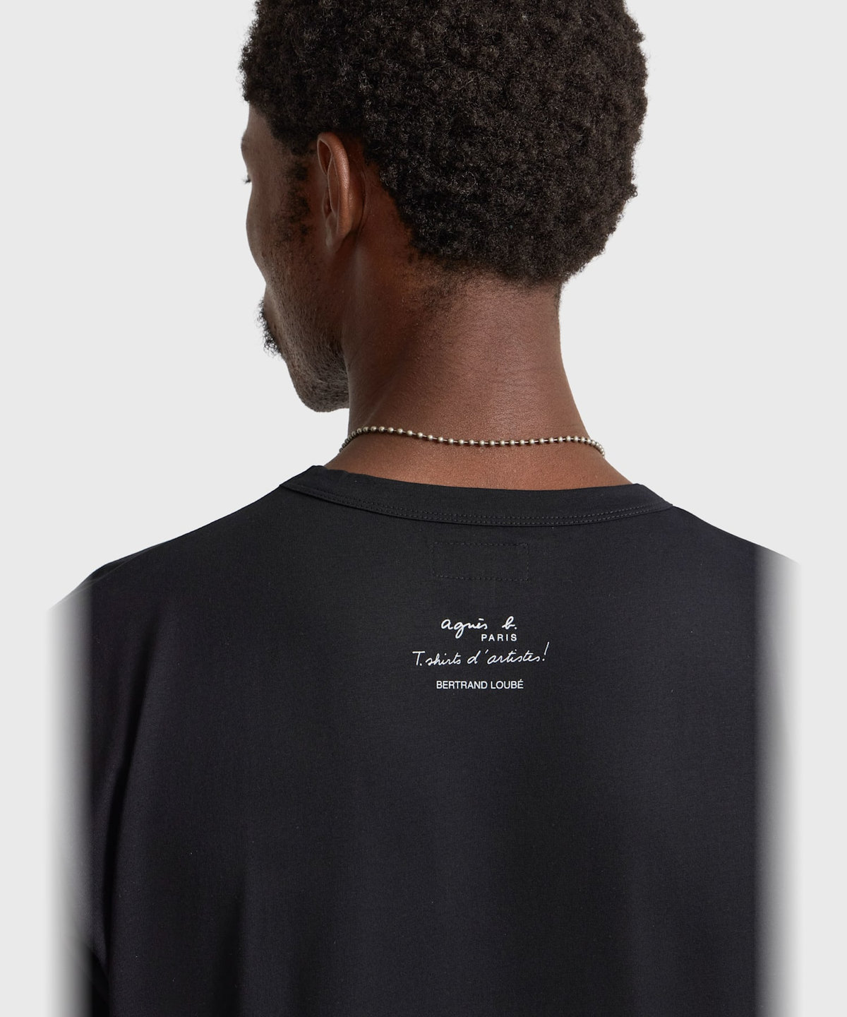 HOMME メンズ メンズ プリント オーガニックコットン 半袖 アーティストTシャツ "Bertrand Loube" ブラック