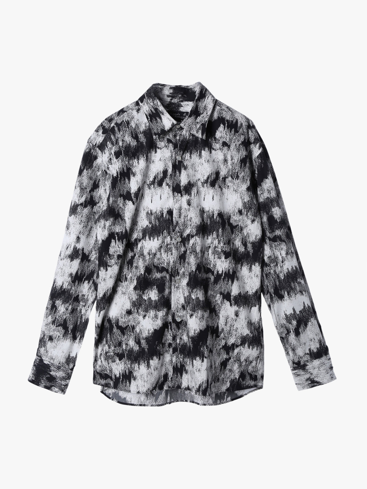 HOMME メンズ メンズ プリント コットン 長袖 シャツ ”Andy” ブラック