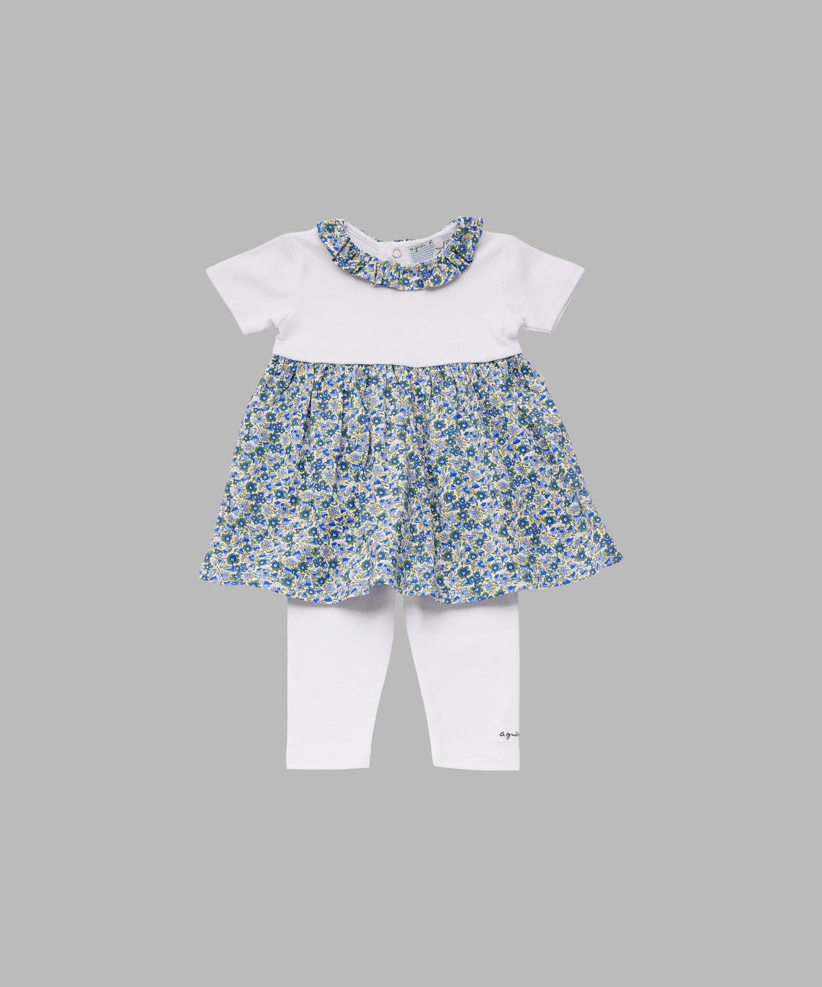 ENFANT ベビー ベビー フラワープリント コットン 半袖 ワンピース&ボトムセット ブルー系その他