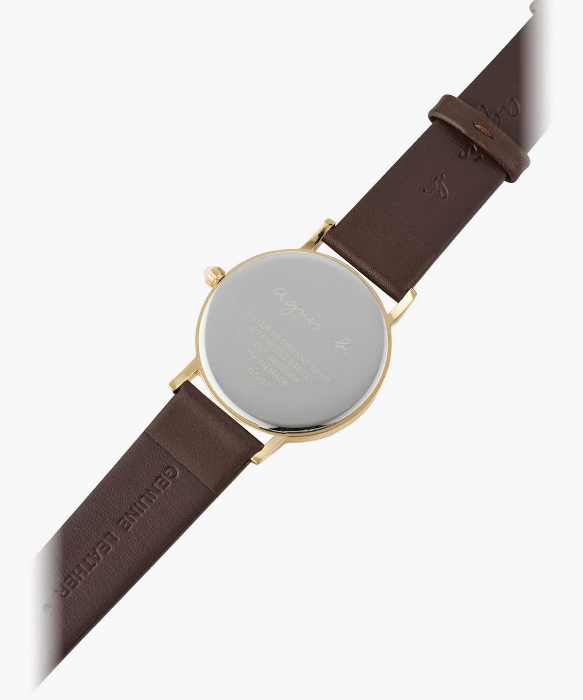 HOMME メンズ ブラウン レザー ラウンド ウォッチ "Marcello" ダークブラウン