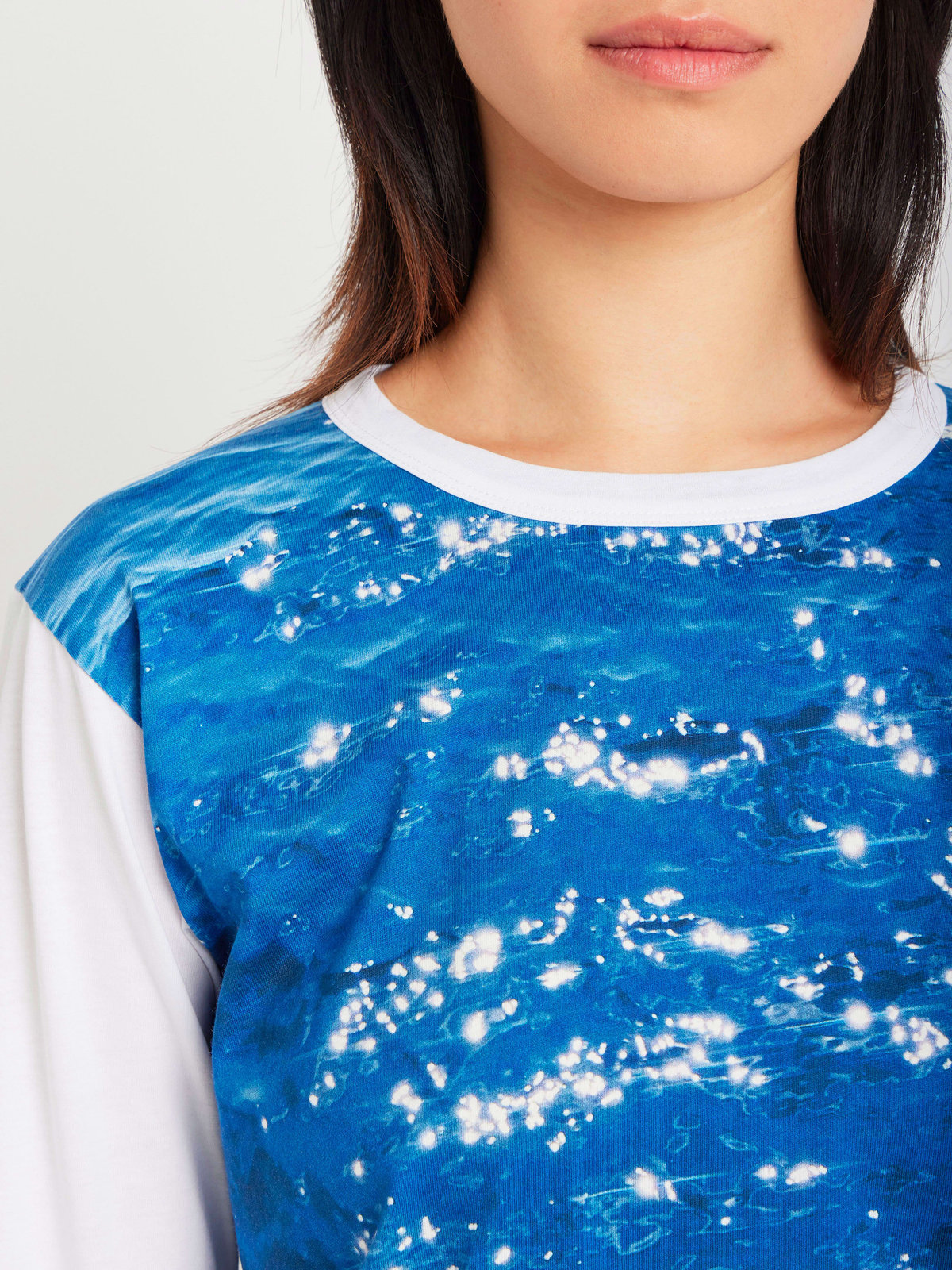 FEMME ウィメンズ フォトプリント コットン 長袖 Tシャツ ”Antibes” ブラック