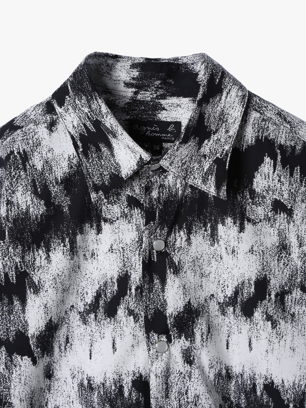 HOMME メンズ メンズ プリント コットン 長袖 シャツ ”Andy” ブラック