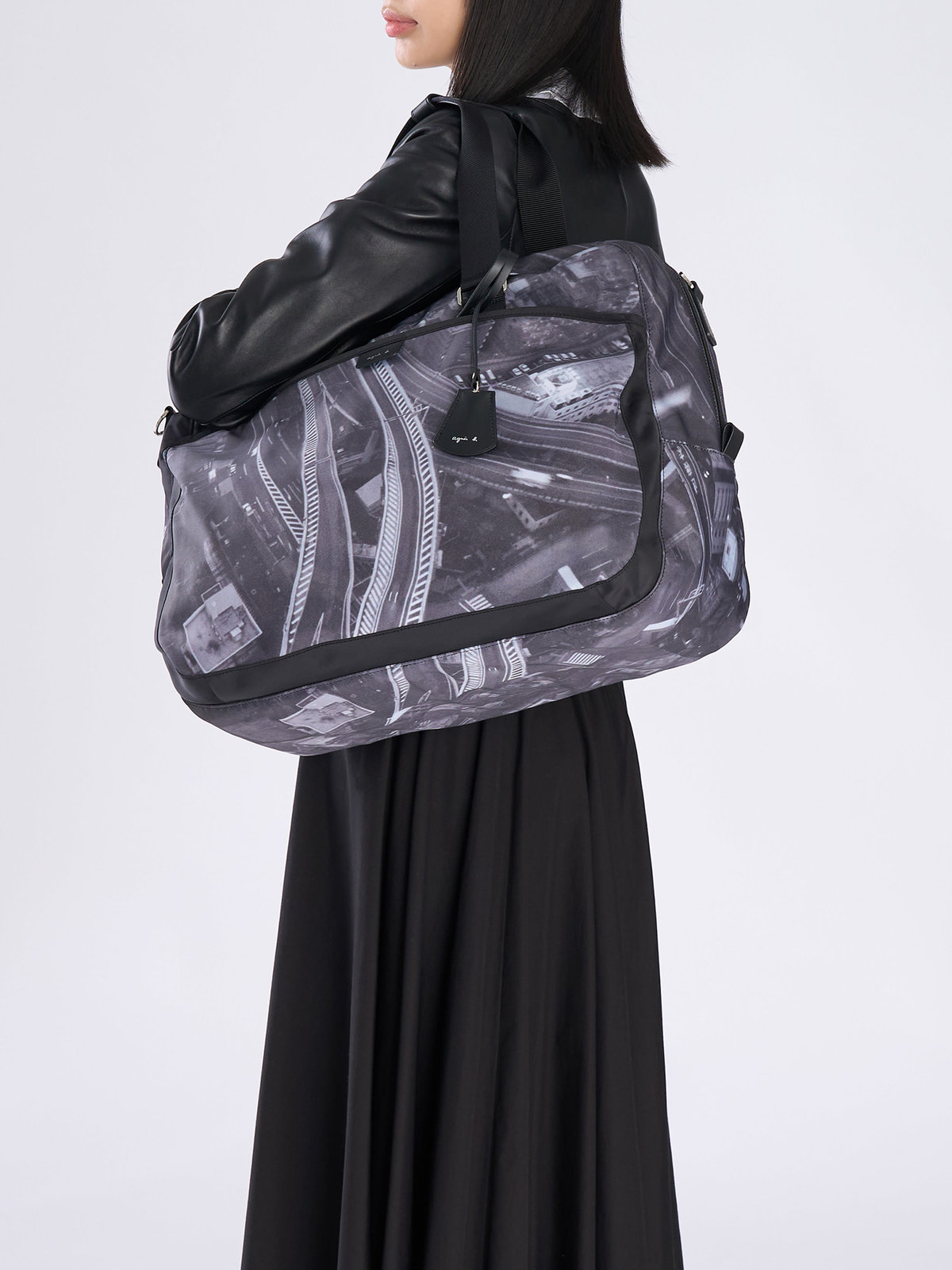VOYAGE ウィメンズ バッグ＆ウォレット フォトプリント 2way ラージ ボストンバッグ "Tokyo Highway" RAT01Q-01 ブラック