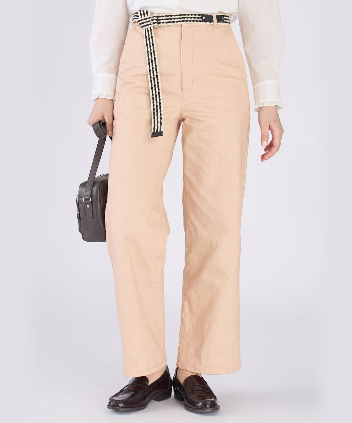 To b. by agnès b. コットン デニム ストレート ワイドパンツ ピンク