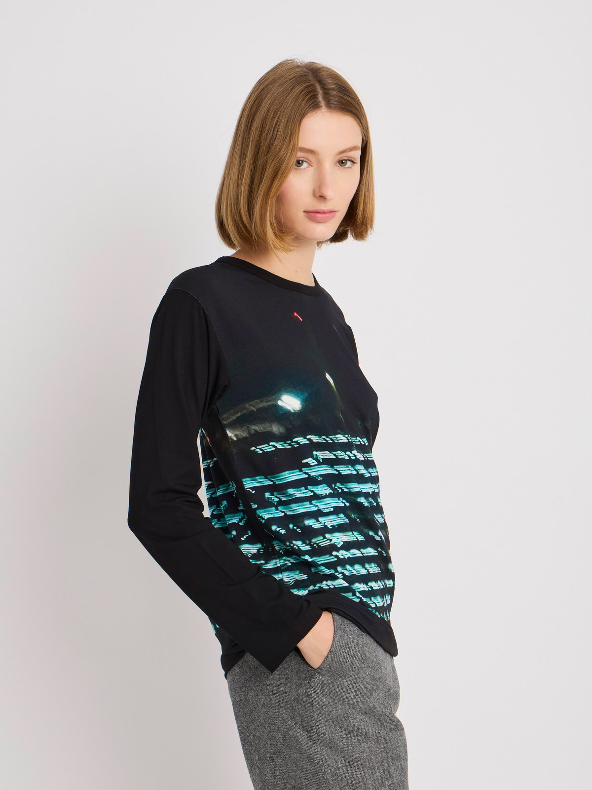FEMME ウィメンズ フォトプリント クルーネック 長袖 Tシャツ ”New Cool Bicolor” マルチ