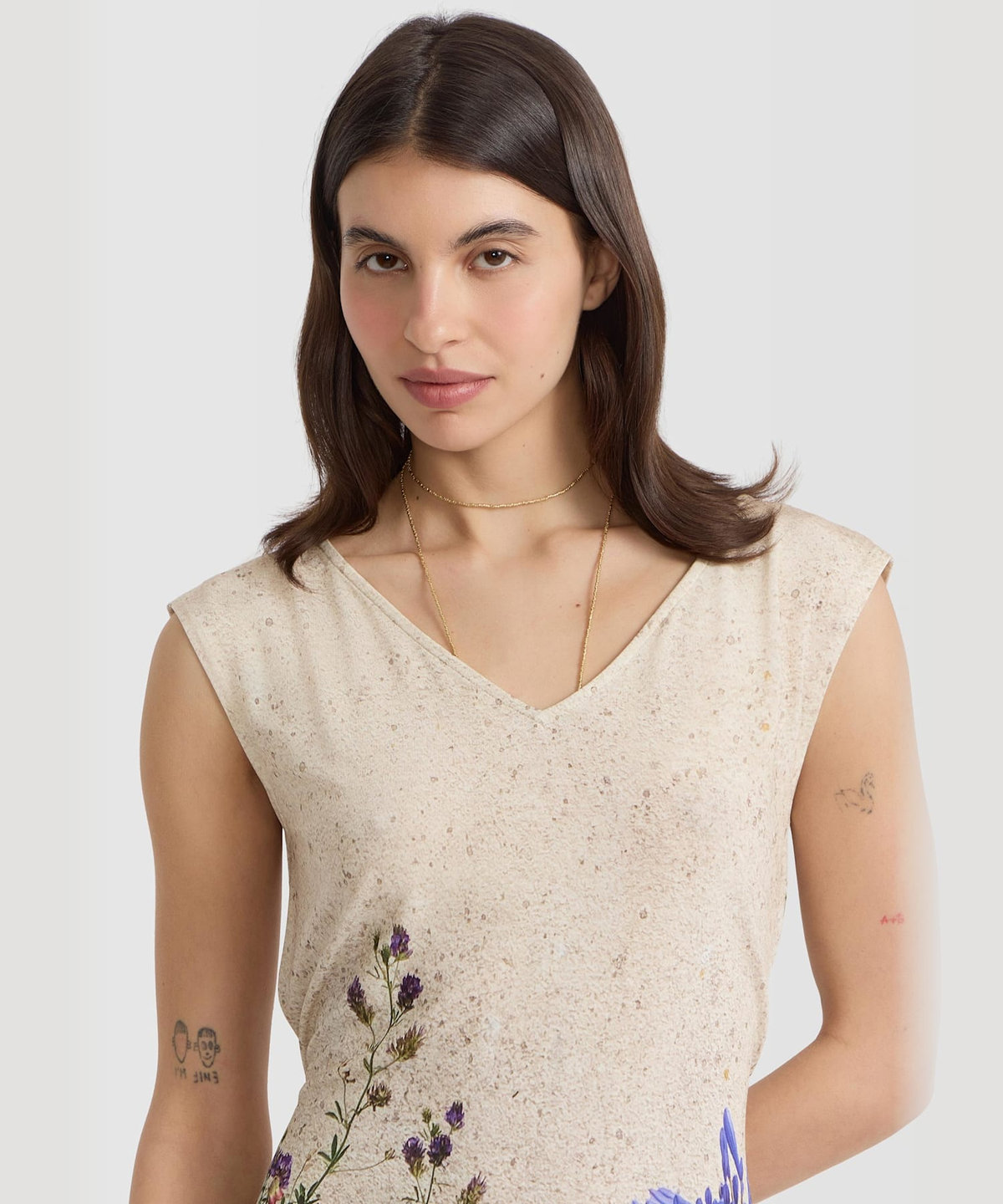 FEMME ウィメンズ フォトプリント ジャージー ノースリーブ ワンピース "Kazi" マルチ