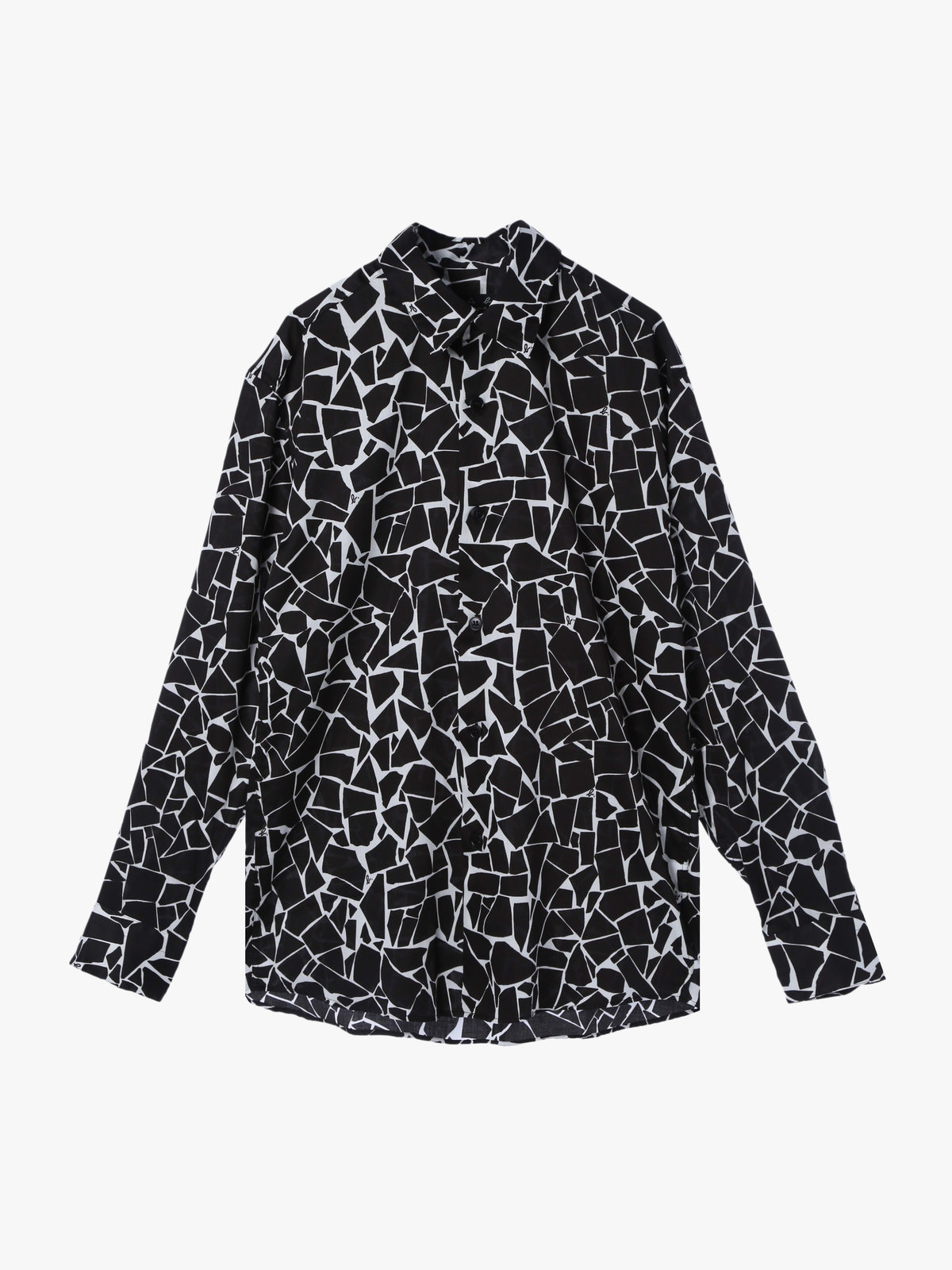 HOMME メンズ メンズ プリント コットン 長袖 シャツ ”Andy” ブラック