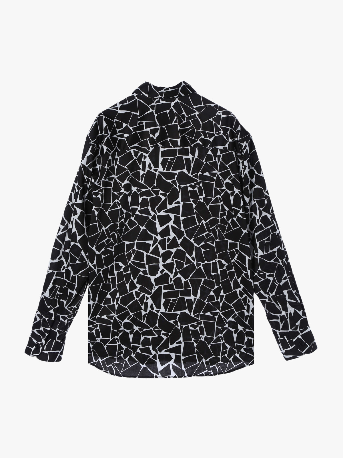 HOMME メンズ メンズ プリント コットン 長袖 シャツ ”Andy” ブラック