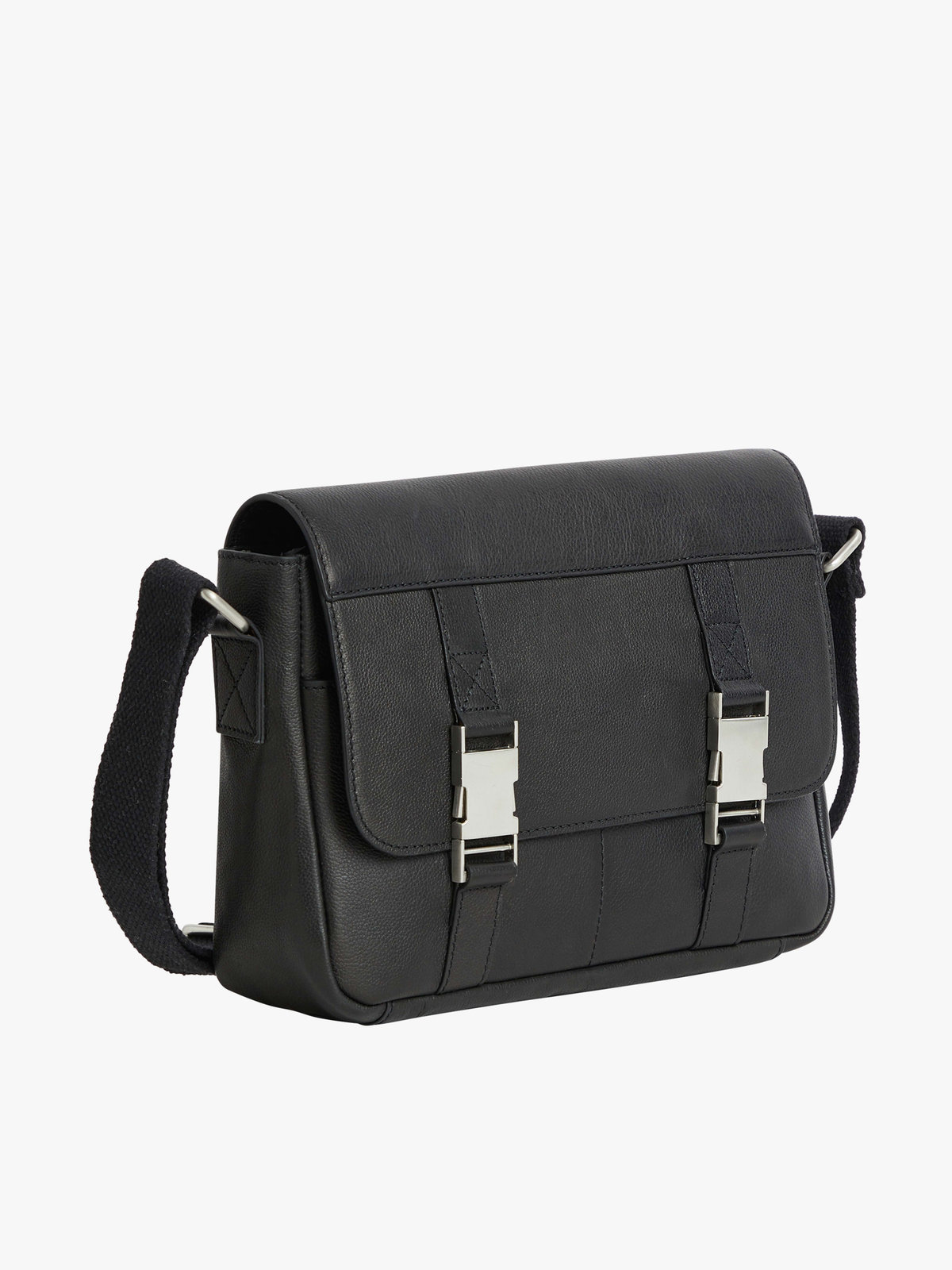 HOMME メンズ メンズ カーフスキンレザー ショルダーバッグ "Yves" ブラック