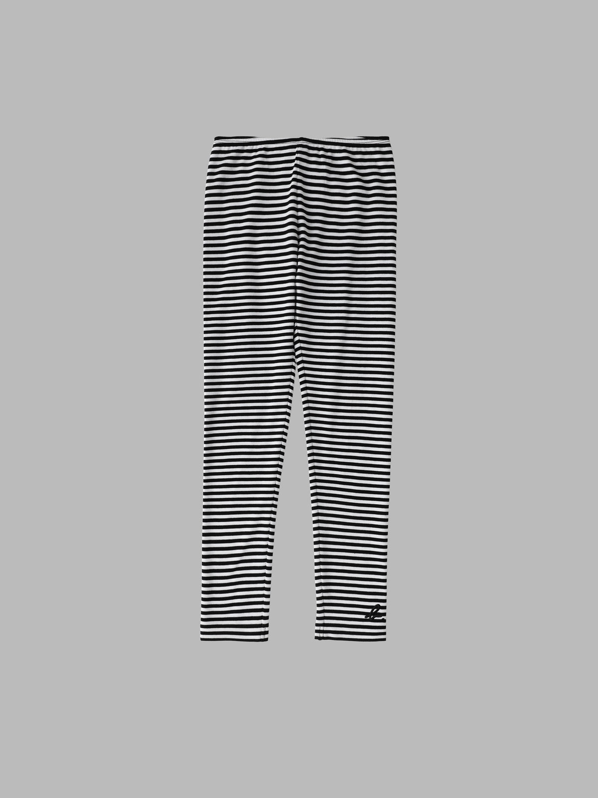 ENFANT ガールズ キッズ "b."ロゴ 細ボーダー コットン レギンス ブラック