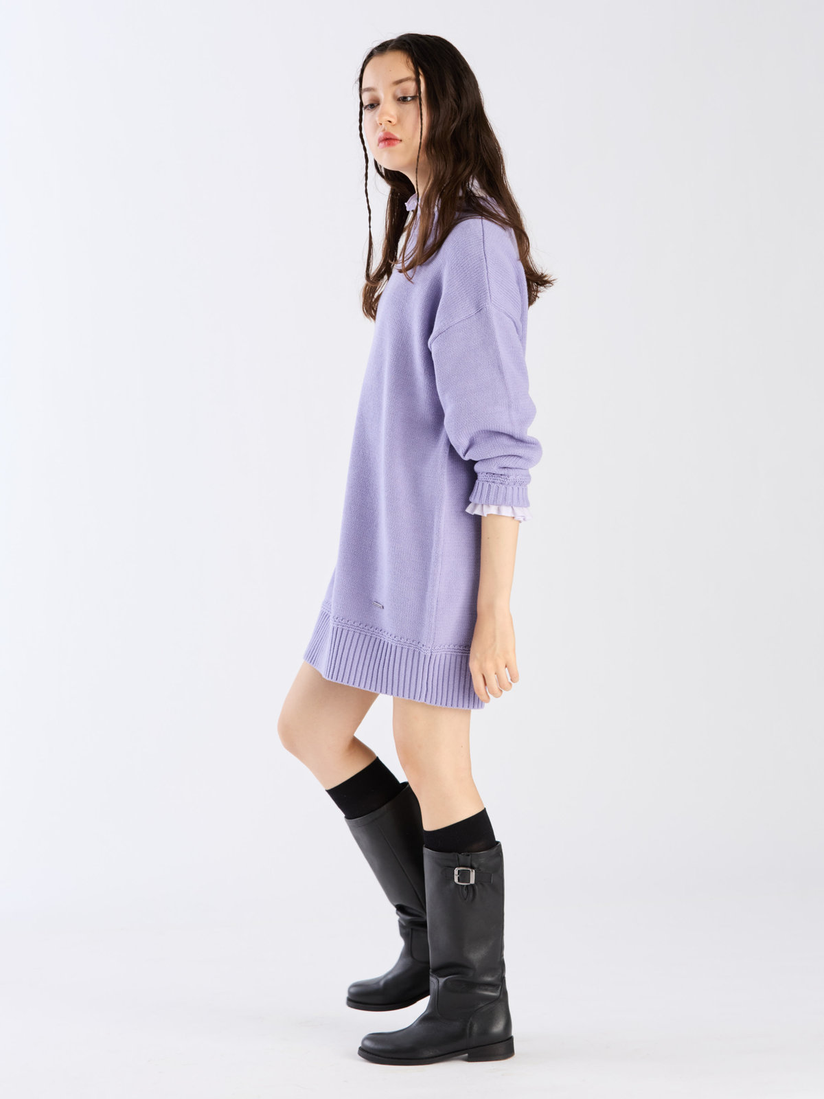 To b. by agnès b. 【Outlet】ソフトニットミニワンピース パープル