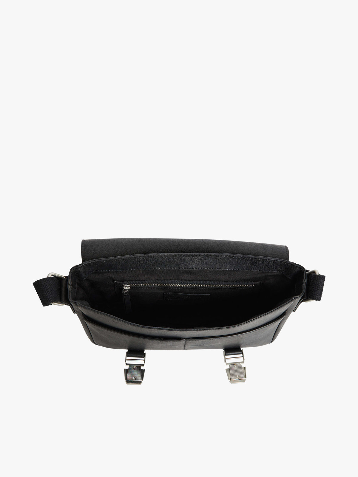 HOMME メンズ メンズ カーフスキンレザー ショルダーバッグ "Yves" ブラック