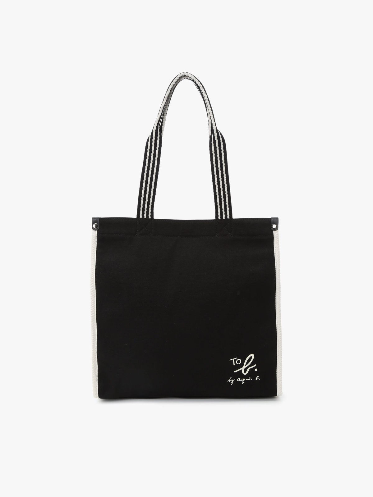To b. by agnès b. WEB限定 ロゴ コットン スクエア トートバッグ ブラック