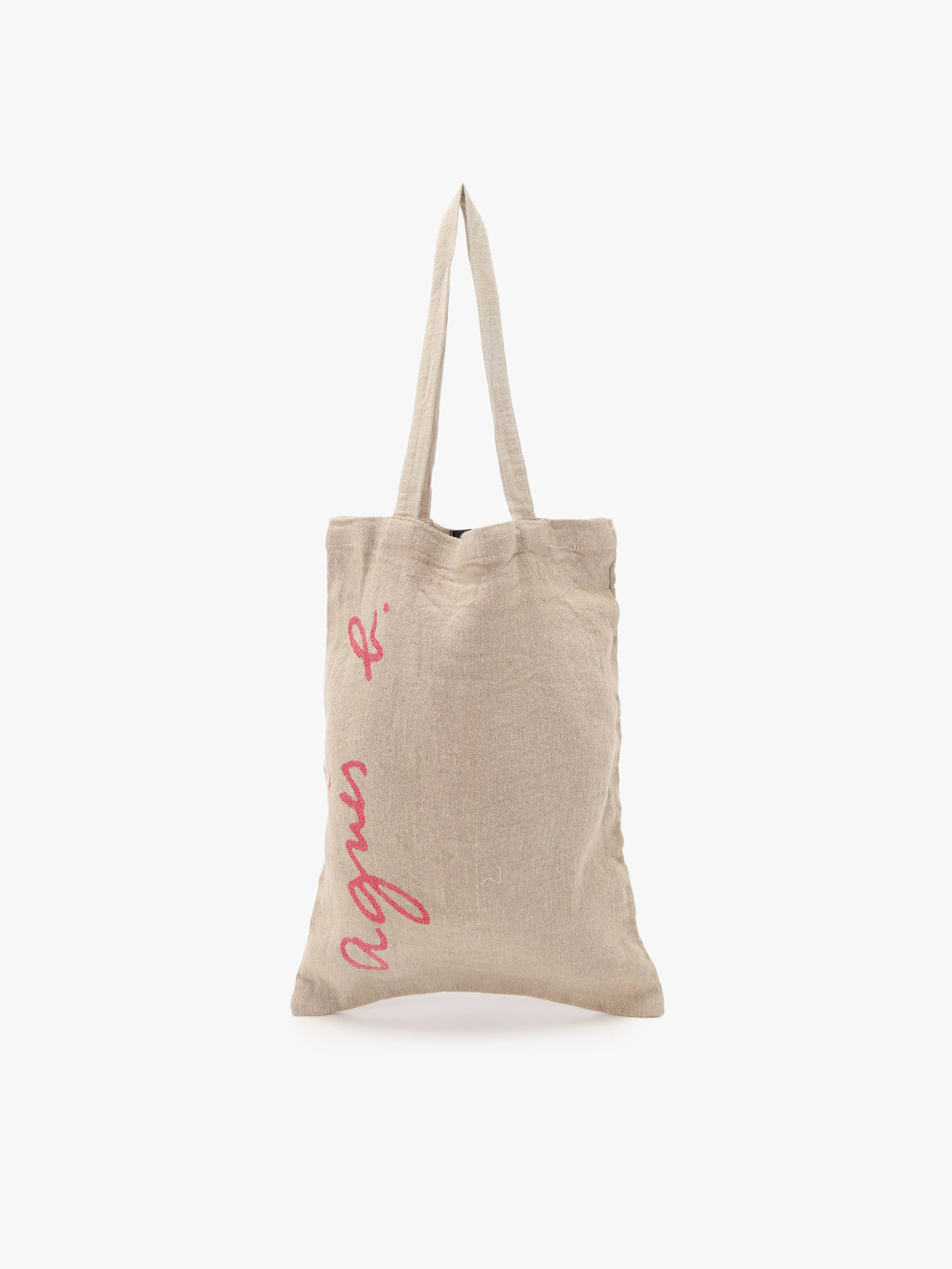 FEMME ウィメンズ ロゴ プリント リネン コットン トートバッグ "Charlie" レッド