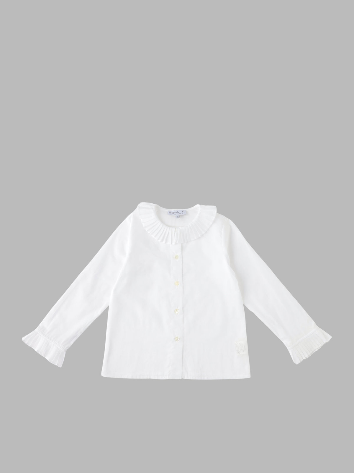 ENFANT ガールズ キッズ コットン 長袖 フリル ブラウス ホワイト