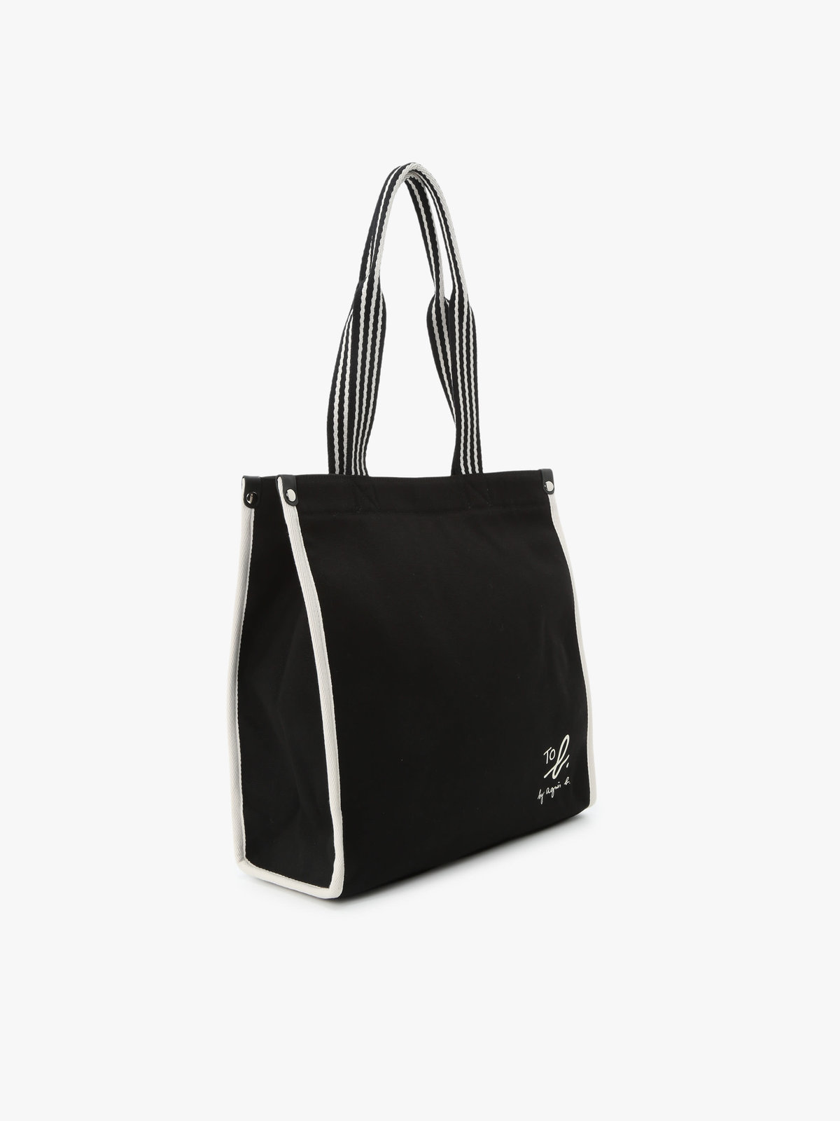 To b. by agnès b. WEB限定 ロゴ コットン スクエア トートバッグ ブラック