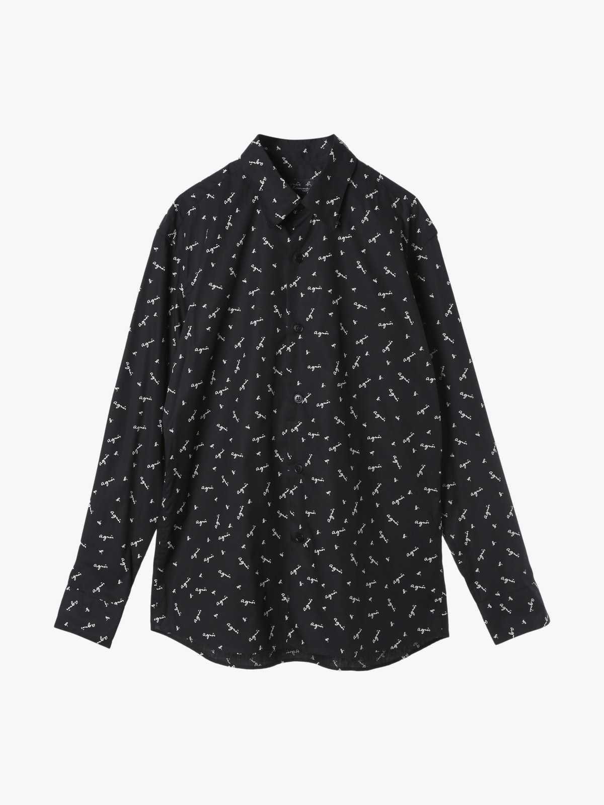 HOMME メンズ メンズ ロゴ プリント 長袖 シャツ ”Andy” ブラック