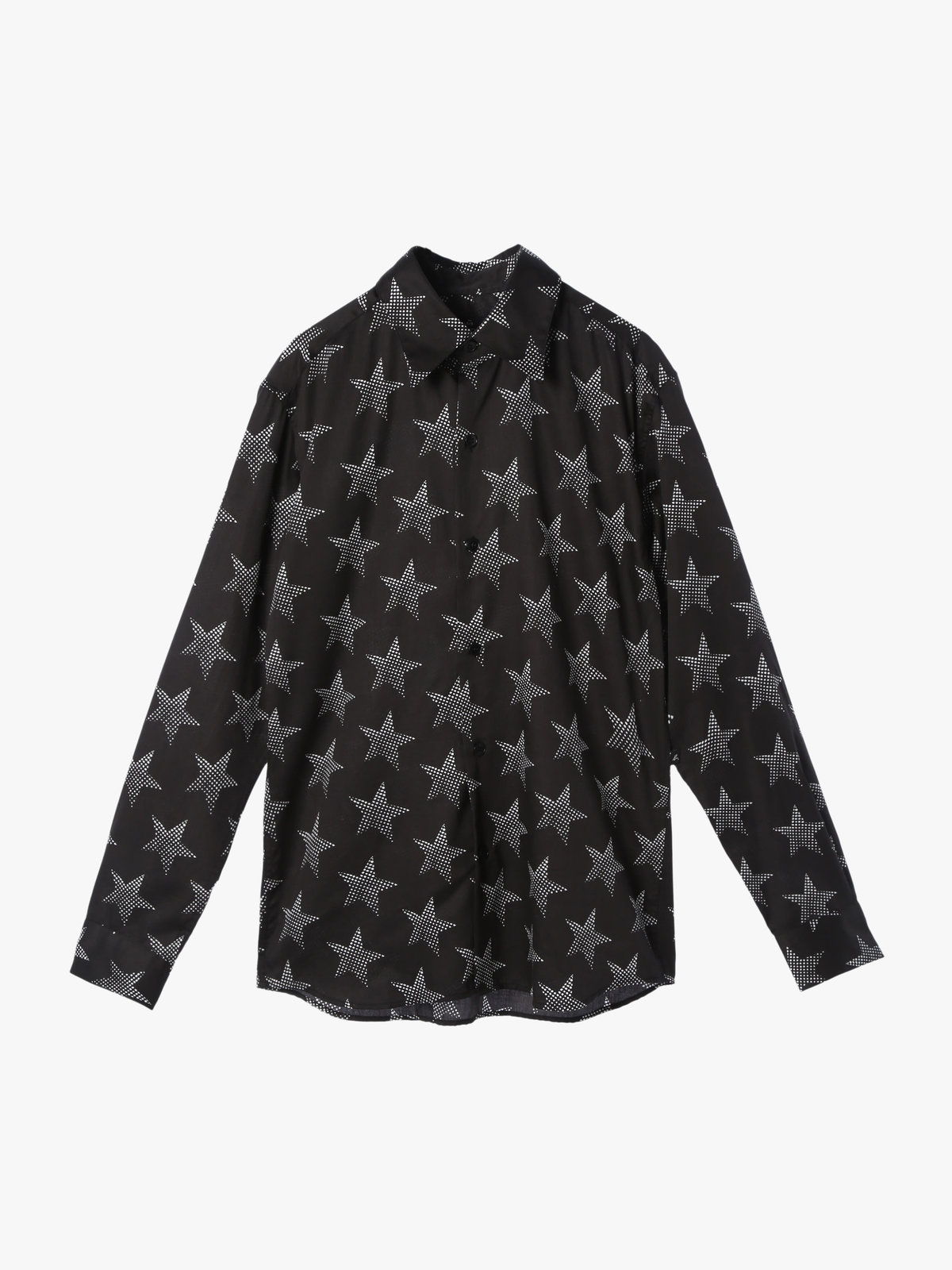 HOMME メンズ メンズ スタープリント コットン 長袖 シャツ ”Jimi” ブラック