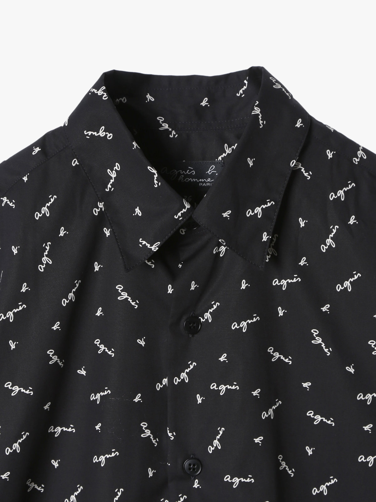 HOMME メンズ メンズ ロゴ プリント 長袖 シャツ ”Andy” ブラック